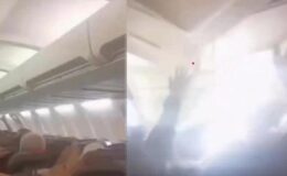 Yolcu uçağında korkunç anlar kamerada! Kabinin tavanı böyle çöktü
