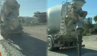 Hem gitti hem döktü… Beton mikserini gören telefona sarıldı