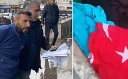 Bayrakları çöpe kendisi attı, ‘Vatan hainleri’ diye paylaştı