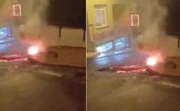 Beyoğlu’nda korkutan anlar: Yağmur suyunun temas ettiği elektrik kabloları alev alev yandı