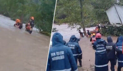 Kocaeli’de sel sularına kapılan 1 kişi halatlarla kurtarıldı! Kayıp 1 kişi ise aranıyor