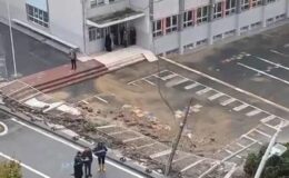 Sultangazi’de okulun istinat duvarı çöktü